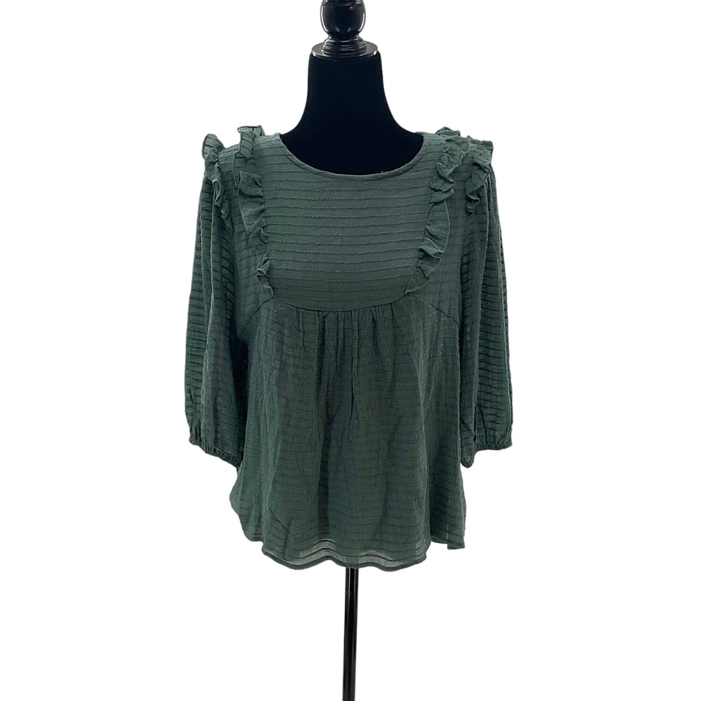 Ember Ruffle Blouse Green Large - Picture 2 of 6